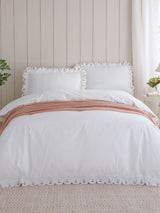 Wylder Peach Scallop Embroidered Cotton Duvet Cover Set