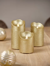 Lumineo Gold Tone Set of 3 LED Candles