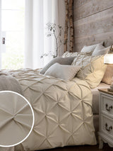 Natural Pinch Pleat Soft Touch Brushed Duvet Cover and Pillowcase Set