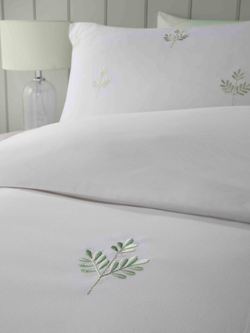 Serene Green Emily Embroidery duvet cover set (British brand)