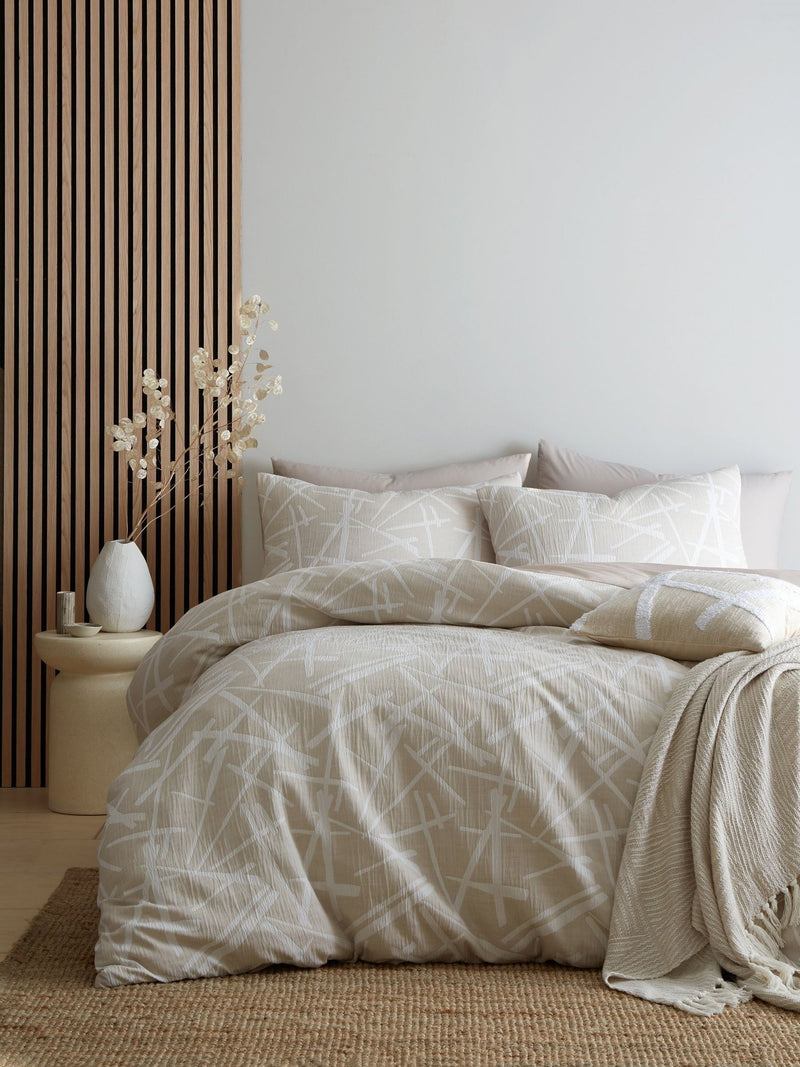 Appletree Natural Otto Textured Jacquard Duvet Cover Set