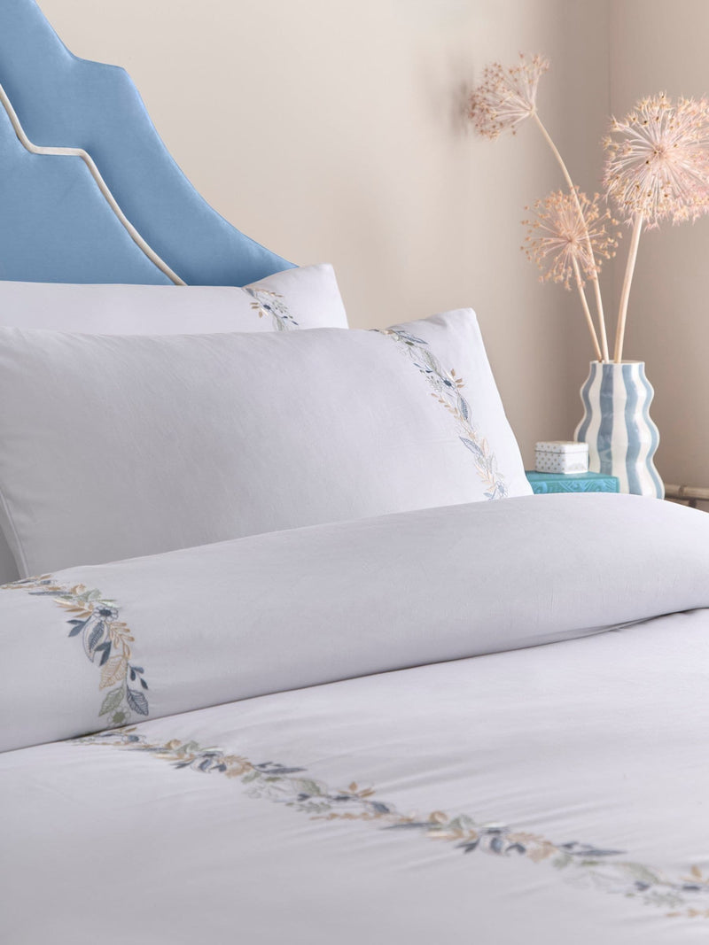 Appletree White Julianna Embroidery 100% Cotton Duvet Cover Set - British product