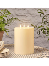 Lights4fun Natural 20cm 3 Wick Solar TruGlow Outdoor Candle