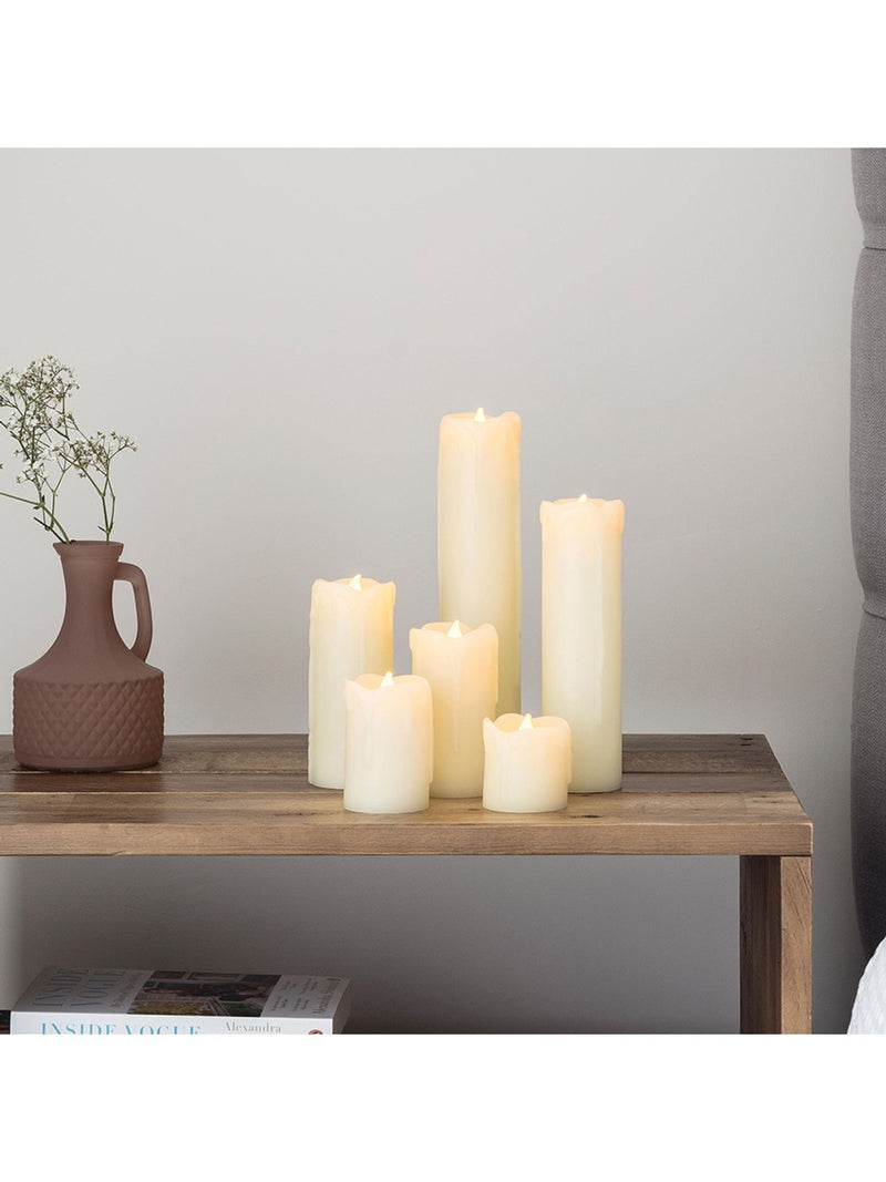 Lights4fun Natural 6 Slim LED Battery Candles with Dripping Wax, UK version