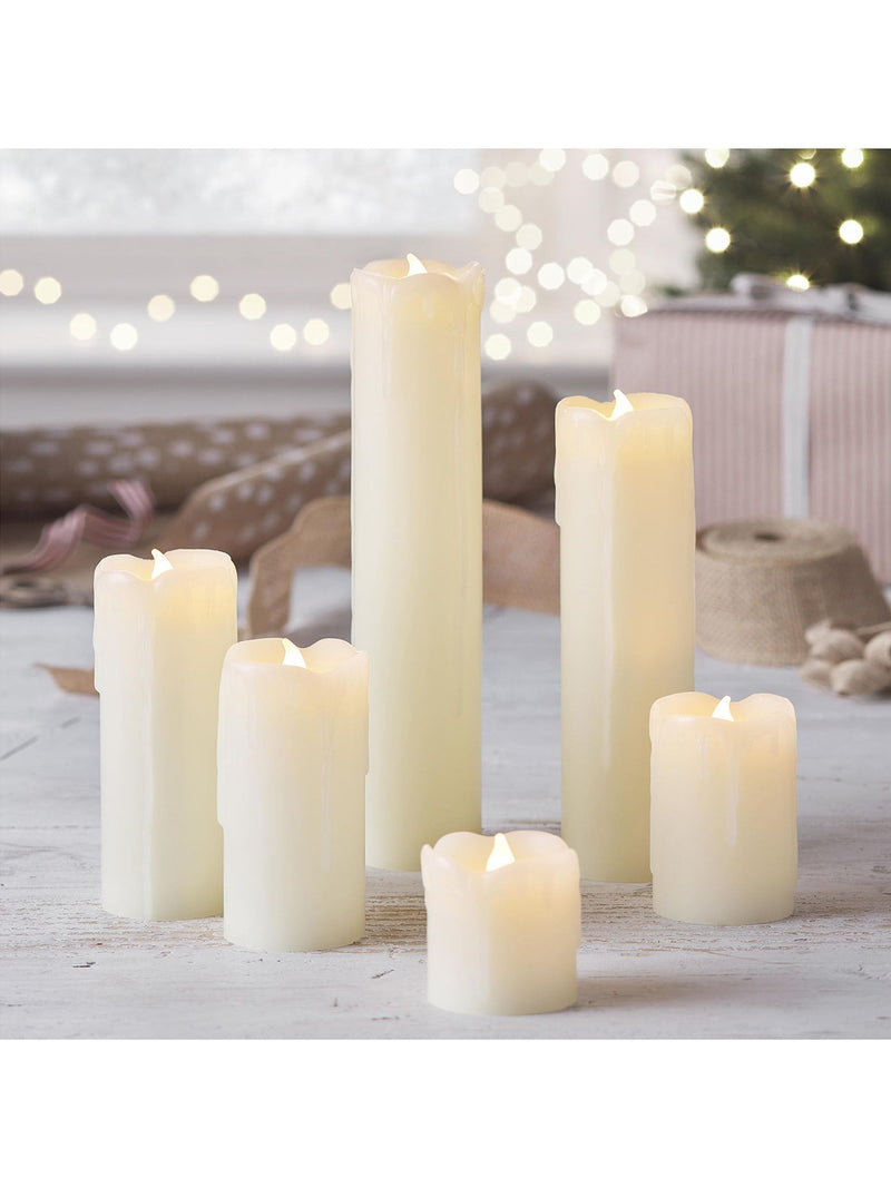 Lights4fun Natural 6 Slim LED Battery Candles with Dripping Wax, UK version