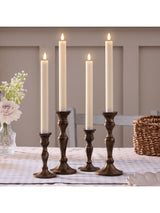 Lights4fun Set of 4 Natural Rechargeable TruGlow Taper Candles 25 cm