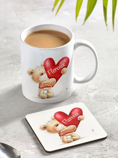 Loveabode Personalised Valentine Mug and Coaster Set 11oz