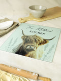 Personalised Highland Cow Glass Chopping Board by PMC