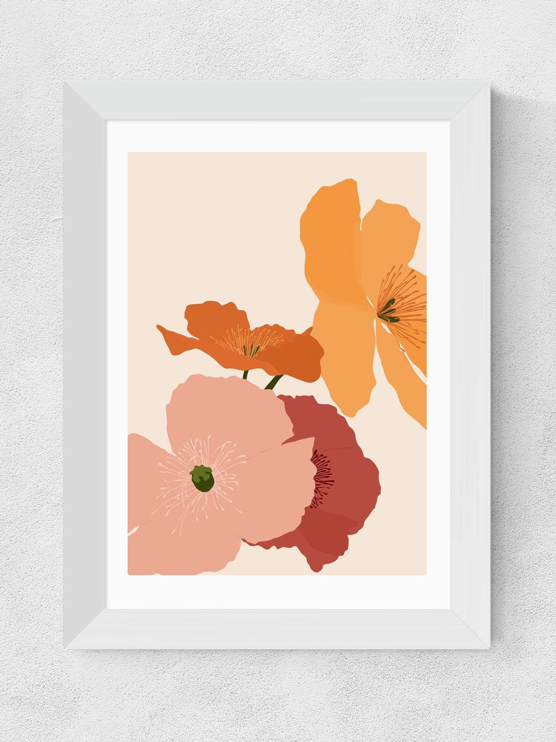East End Prints white autumn wildflowers framed art print - British product