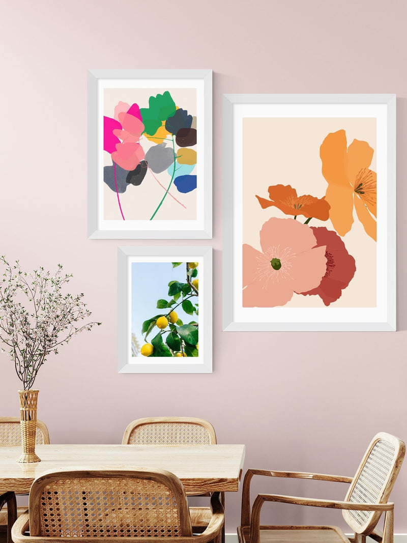 East End Prints white autumn wildflowers framed art print - British product