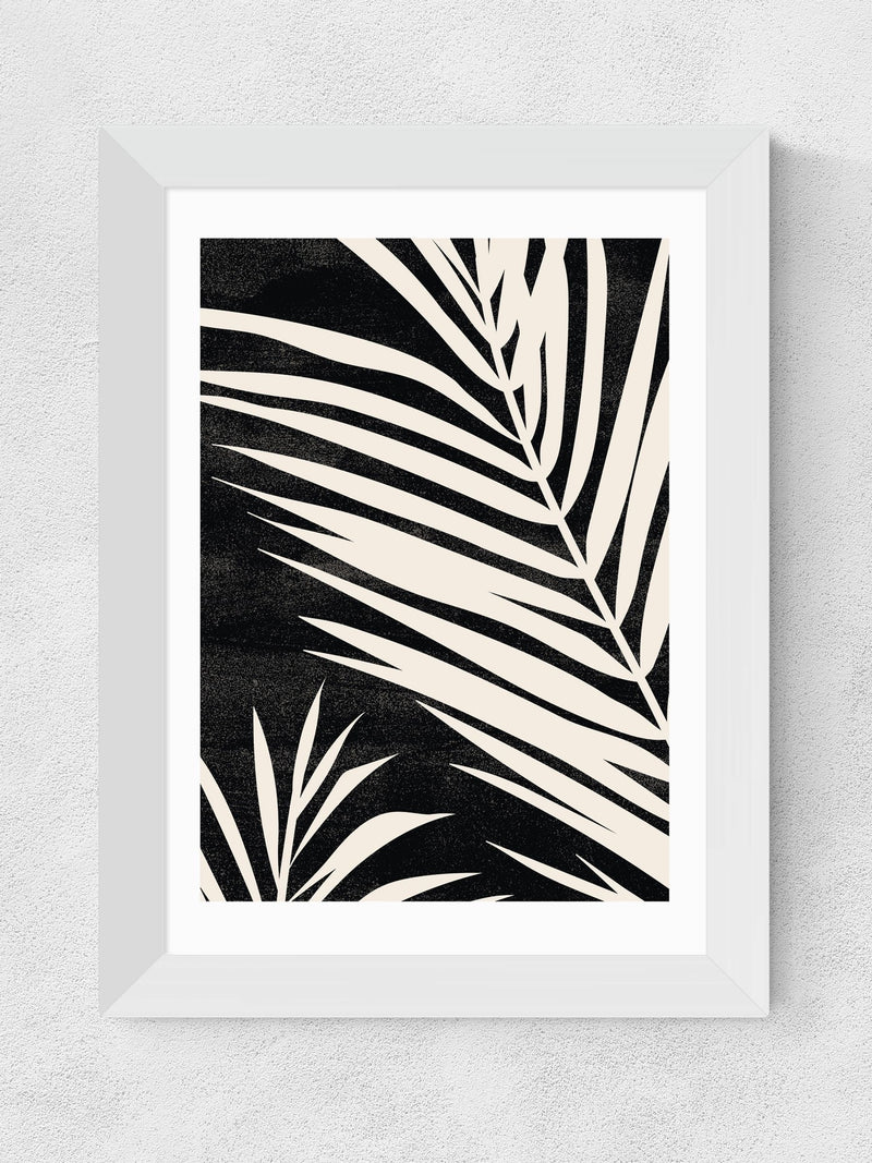 East End Prints white moody palm fronds framed art print - British product