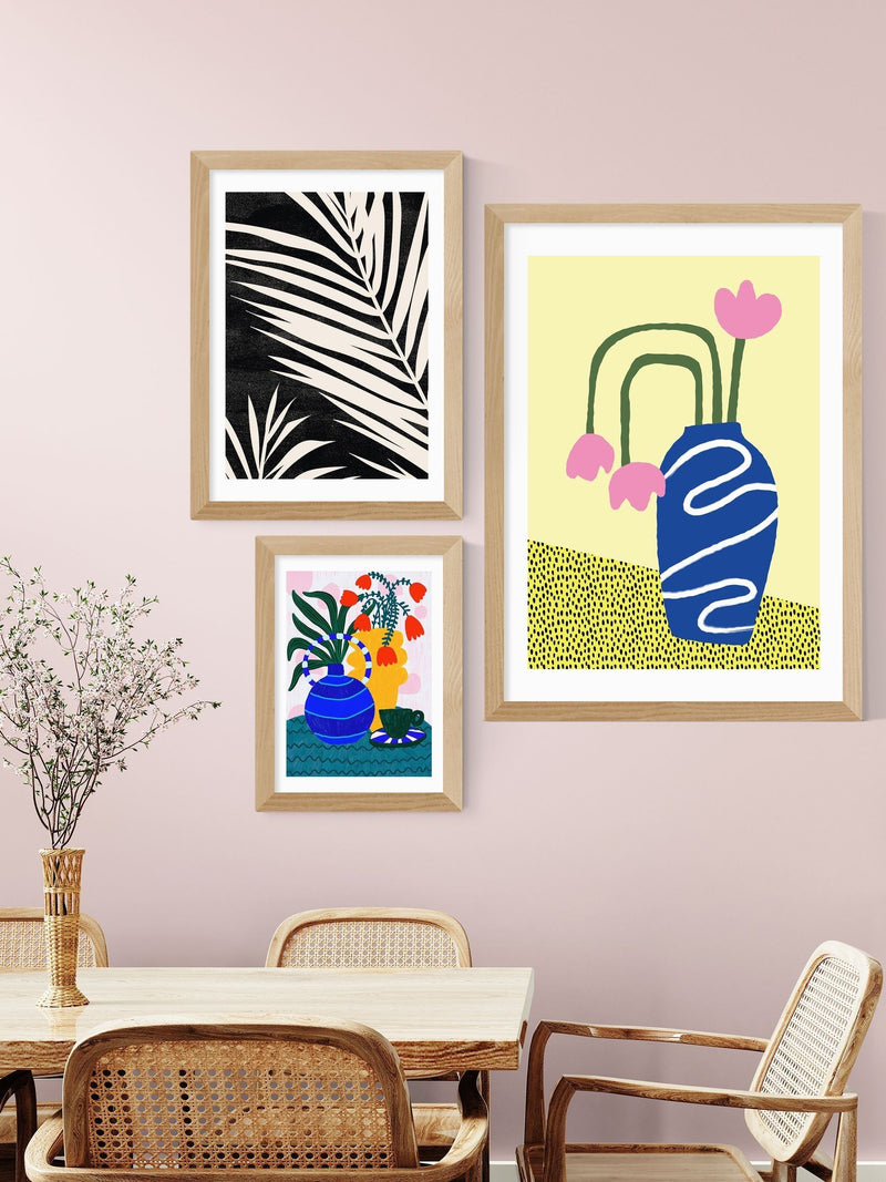 East End Prints oak tulips and coffee framed art print - British product