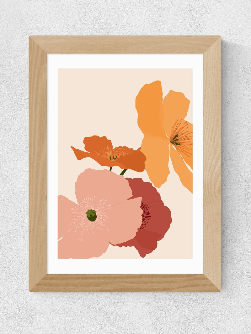 East End Prints oak autumn wildflowers framed art print - British product