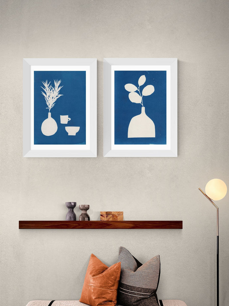 East End Prints White Cyanotype Still Life framed art print - British product