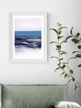 East End Prints White Watercolor Landscape Blue White Framed Art Print