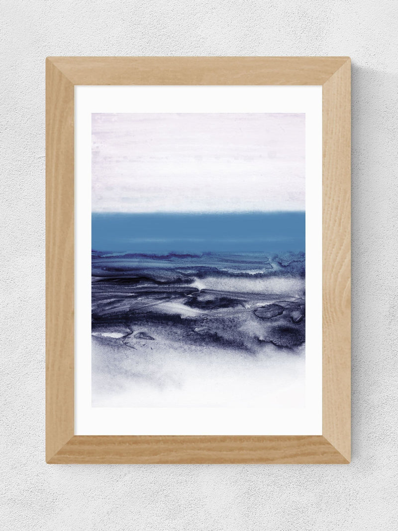East End Prints blue white watercolor framed art print - British product