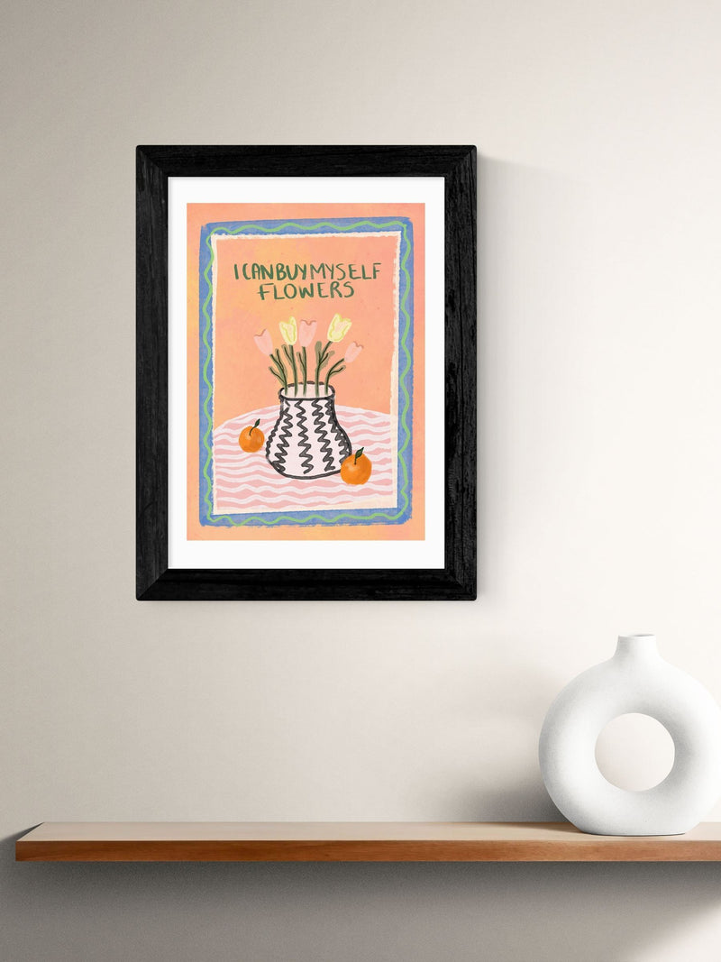 East End Prints framed art print Black I Can Buy Myself Flowers - British product