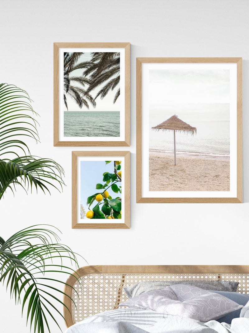 East End Prints Oak Amalfi Coast Lemons framed art print - British product