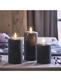 Lights4fun Grey TruGlow® LED Pillar Candle Trio