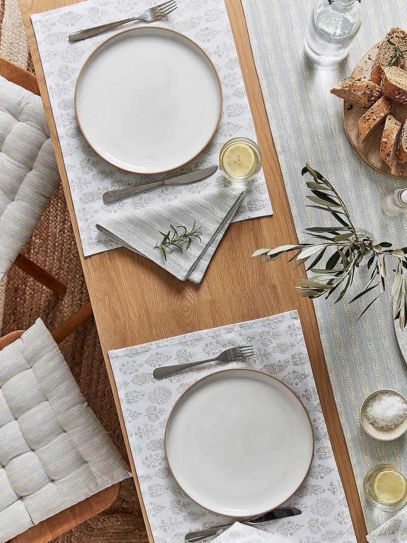Melamine tray with floral pattern in linen colourway, 46cm diameter, imported from the UK