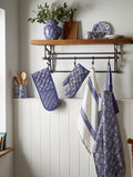Burleigh blue Calico double oven gloves - British product