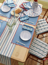 Land & Shore Blue Red Scallop Fabric Napkin 4 Pack
