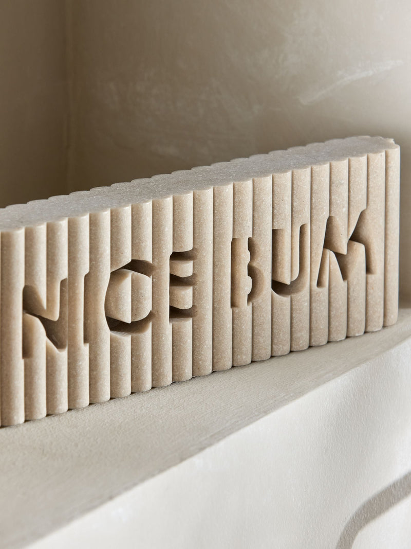 Rib word block ornament with Nice Bum slogan, imported from the UK
