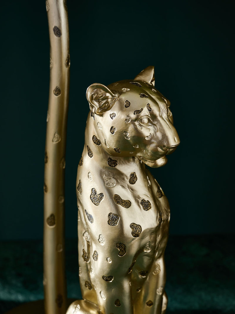 Gold Cheetah Floor Standing Toilet Roll Holder