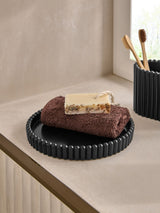 Black Rib Round Storage Tray 21cm