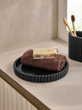 Black rib round storage tray 21cm - British product