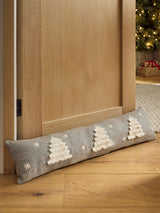 Grey Embroidered Christmas Tree Draught Excluder