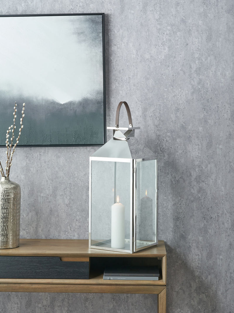 Silver Stainless Steel and Glass Lantern