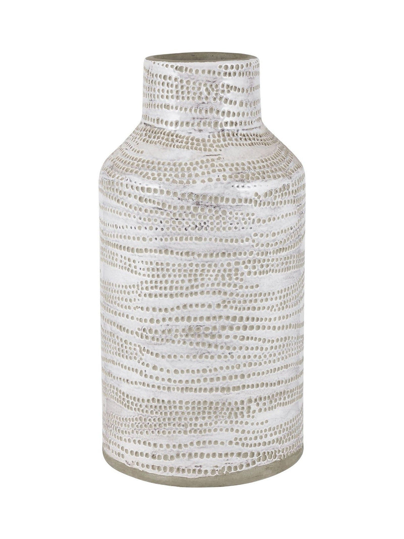 Pacific Lifestyle White Stoneware Dot Design Tall Vase