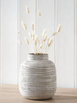 Pacific Lifestyle White Stoneware Dot Design Decorative Vase 20cm