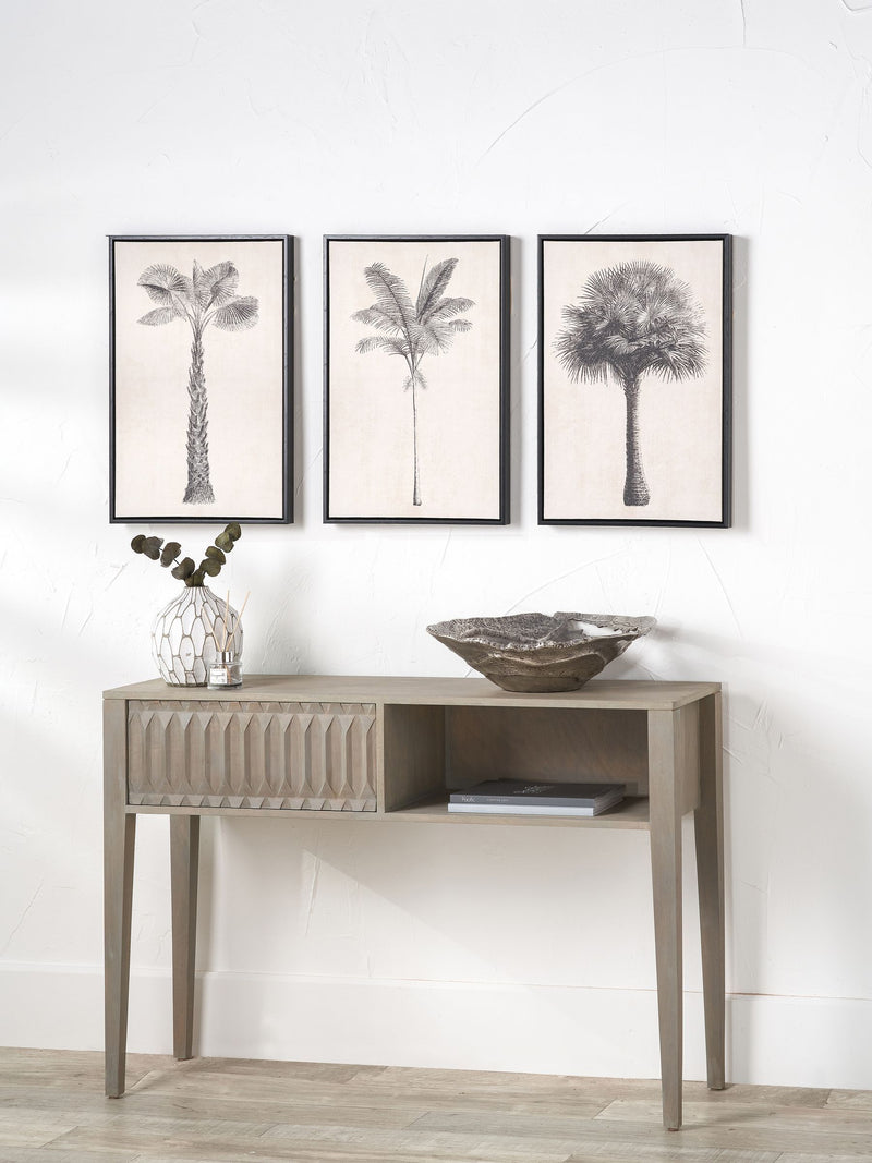 Pacific Lifestyle palm tree print canvas set with black frame 60cm x 40cm, imported from the UK