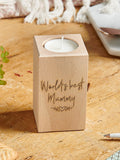 No Ordinary Gift wooden Mother's Day candle holder 13cm tall (British brand)