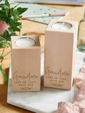 No Ordinary Gift personalised tealight holder set 10cm and 13cm, imported from the UK