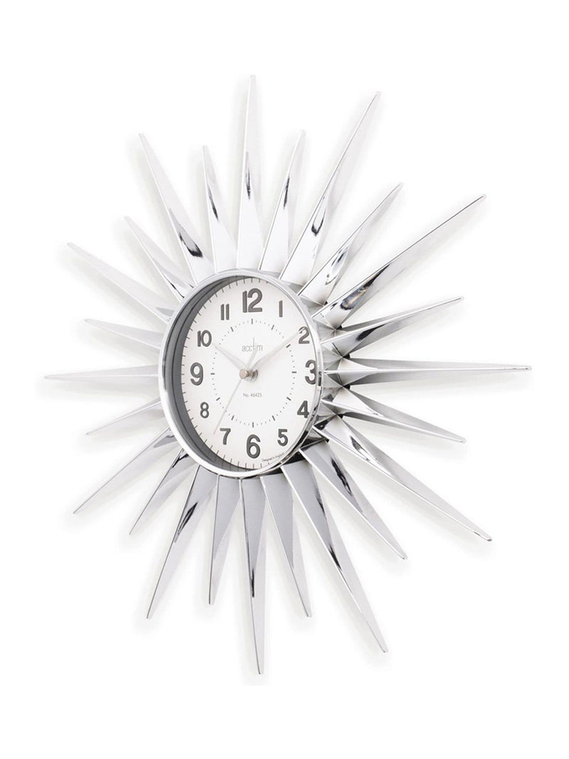 Acctim Clocks Silver Stella Starburst Wall Clock - British product