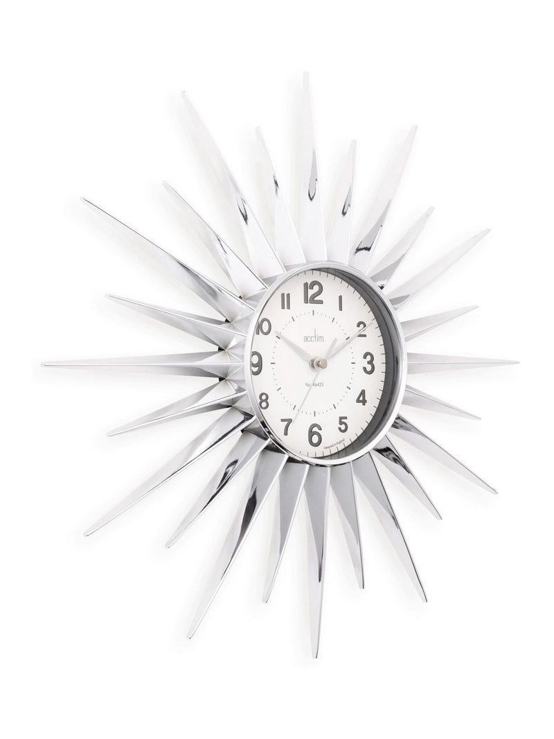 Acctim Clocks Silver Stella Starburst Wall Clock - British product