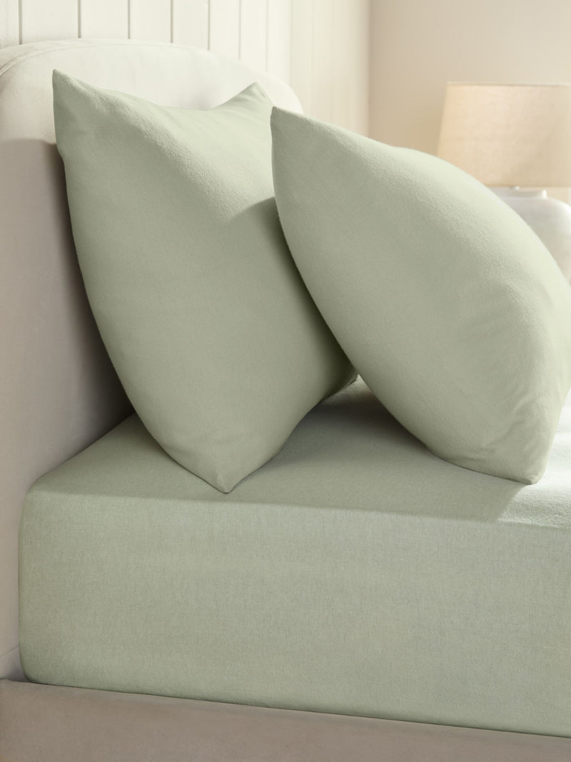 Sage green brushed cotton fitted bed sheet double (British brand)
