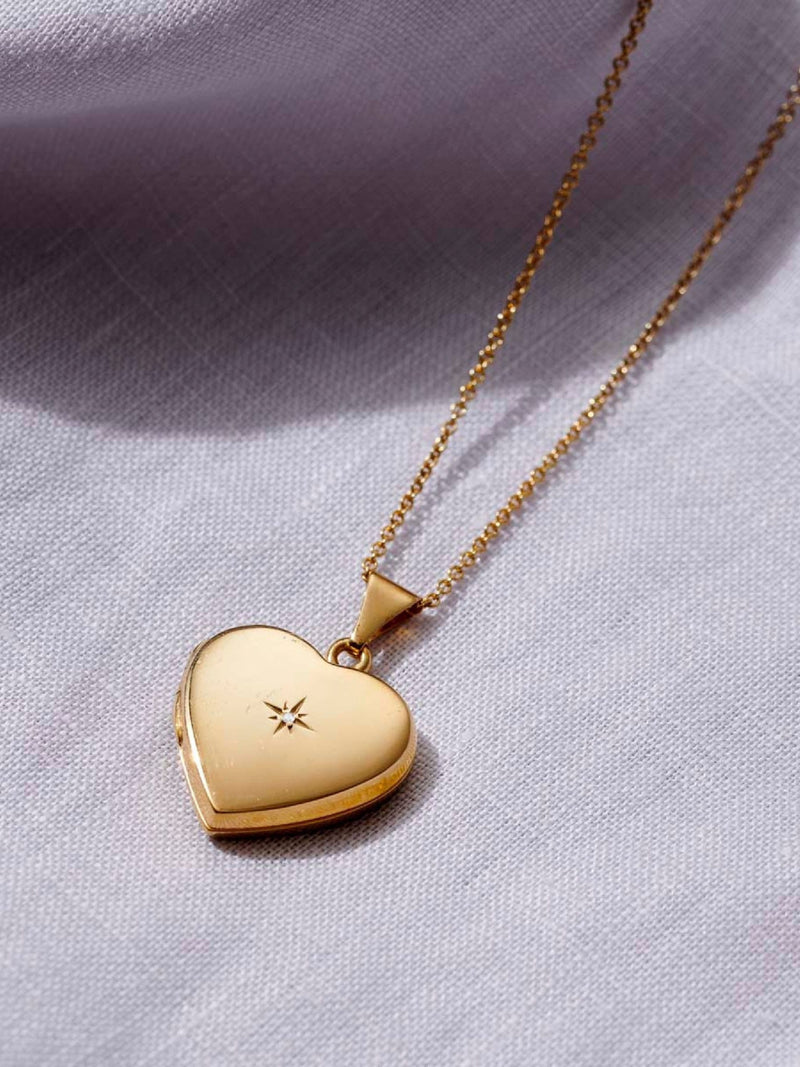 Posh Totty Designs Gold Tone Diamond Love Heart Locket Necklace