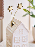 Cream Ceramic Winter House Ornament