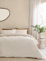 Ivory Supersoft 100% Brushed Cotton Duvet Cover Plain and Pillowcase Set