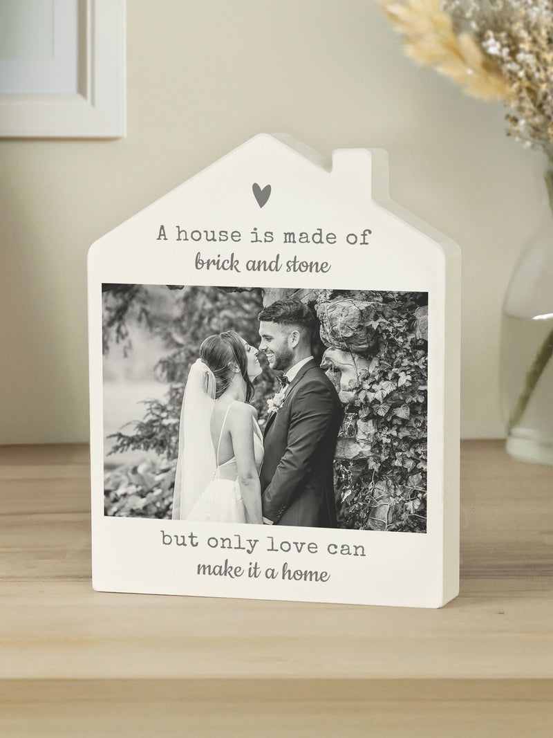 PMC personalised photo upload wooden house ornament, imported from the UK