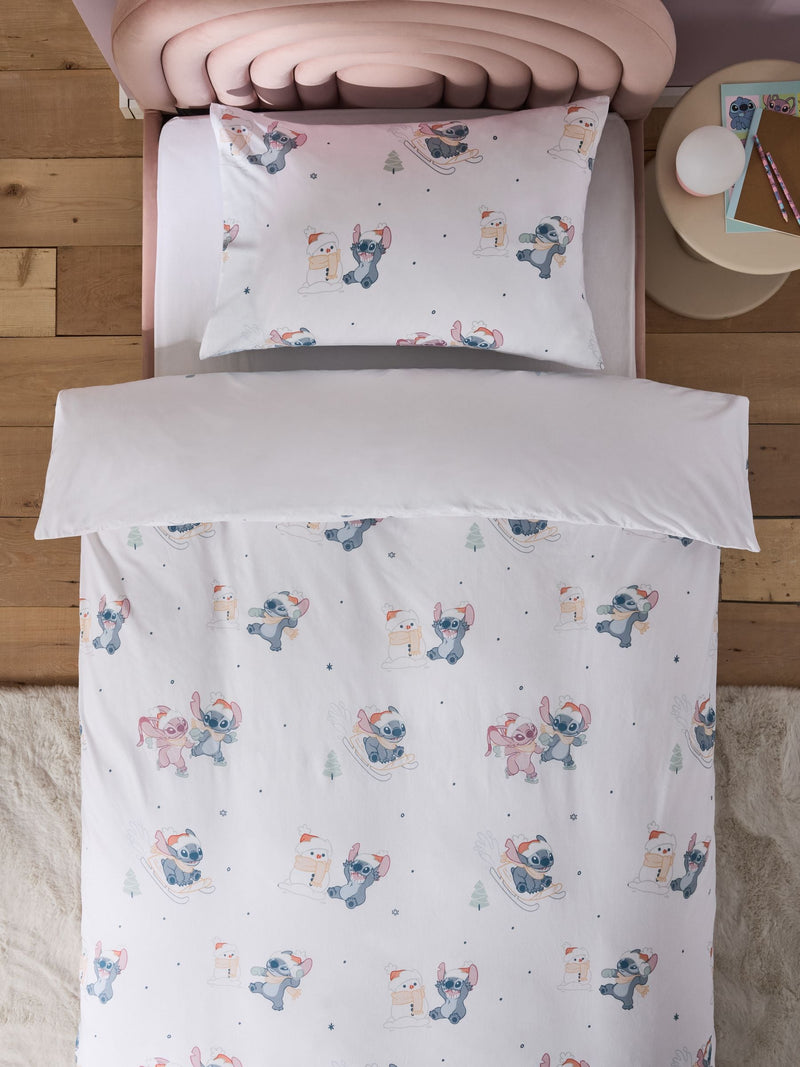 Blue Christmas Disney Lilo and Stitch duvet cover and pillowcase set - British product