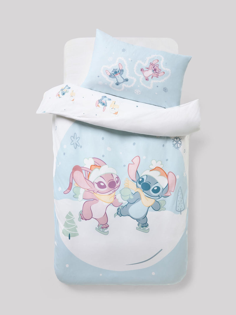 Blue Christmas Disney Lilo and Stitch duvet cover and pillowcase set - British product