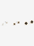 Jon Richard gold tone jet enamel earrings 3 pack, UK version