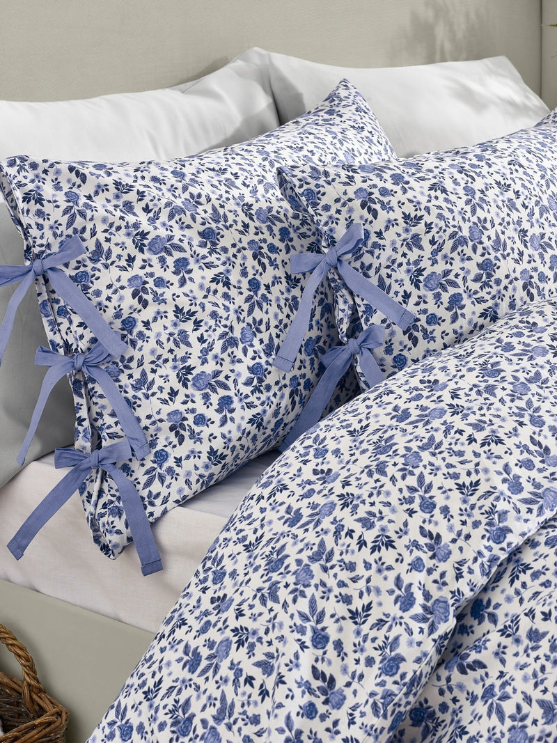 Wylder Blue Hannah Floral Bow Tie Duvet Cover Set (British brand)