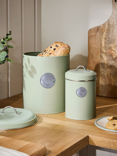 Sage Green Set of 2 Storage Jars for Tea, Coffee, and Sugar