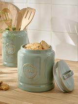 Sage Green Country Badge Ceramic Treat Storage Jar